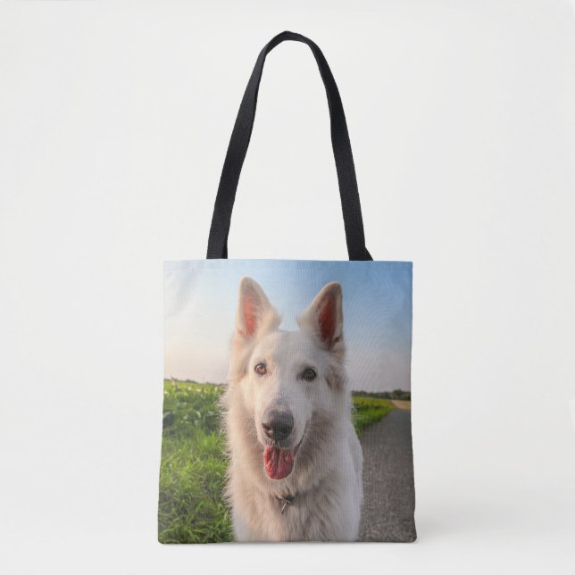Tote Bag Chien blanc allemand Shephard (Devant)