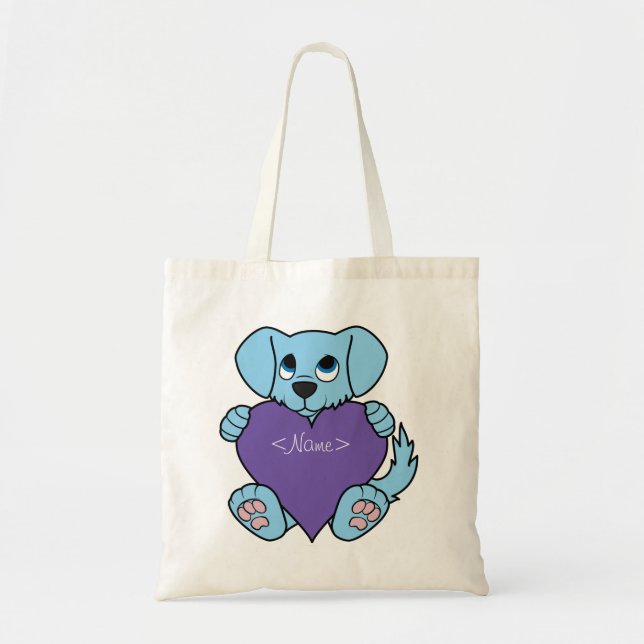 Tote Bag Chien bleu de Saint-Valentin avec Purple Heart (Devant)