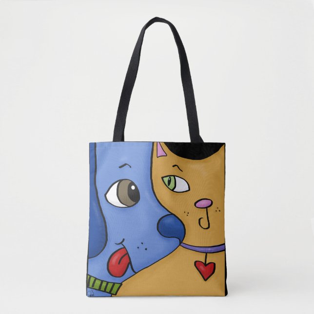 Tote Bag Chien bleu et manteau orange (Devant)