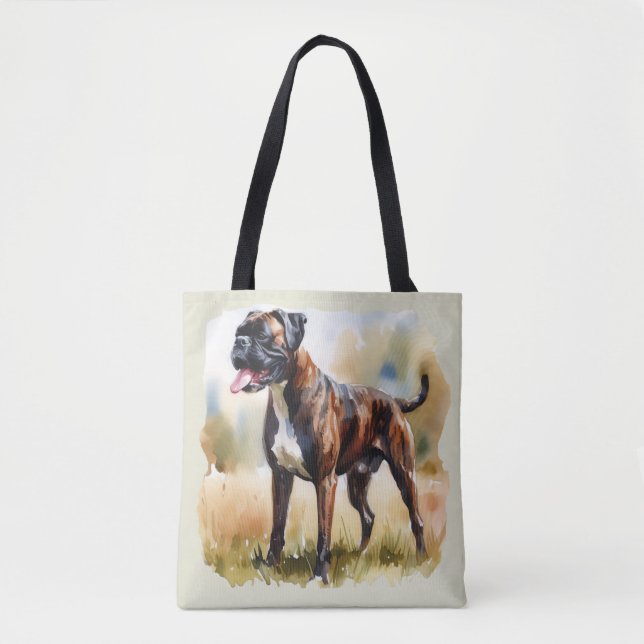 Tote Bag Chien Boxer Aquarelle (Devant)