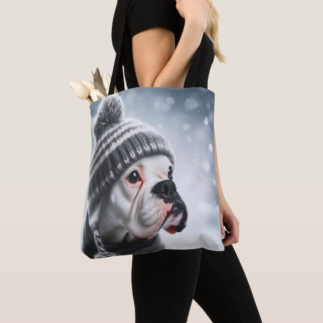 Tote Bag Chien Boxer en Hiver (De près)