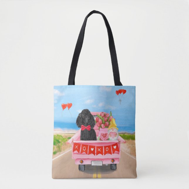 Tote Bag Chien Caniche Camion de la Saint-Valentin Cœurs (Devant)