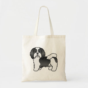 Tote Bag Chien Caricature Cute Du Havanais Noir Et Blanc