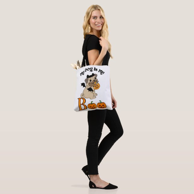 Tote Bag Chien Carlin d'Halloween (Sur le modèle)