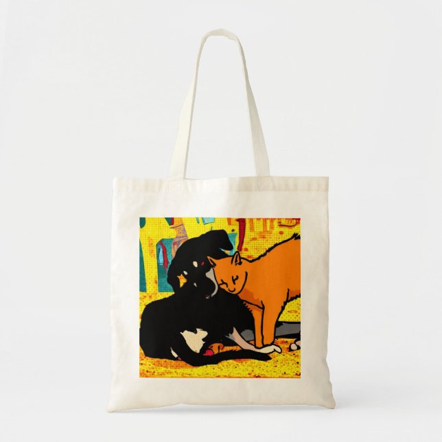 Tote Bag Chien, Chat, Animaux (Devant)