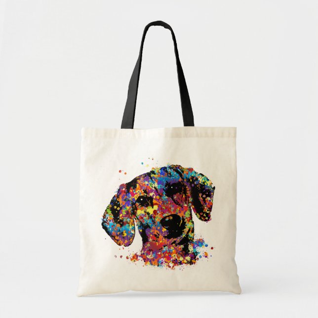 Tote Bag Chien coloré de teckel - Doxie (Devant)
