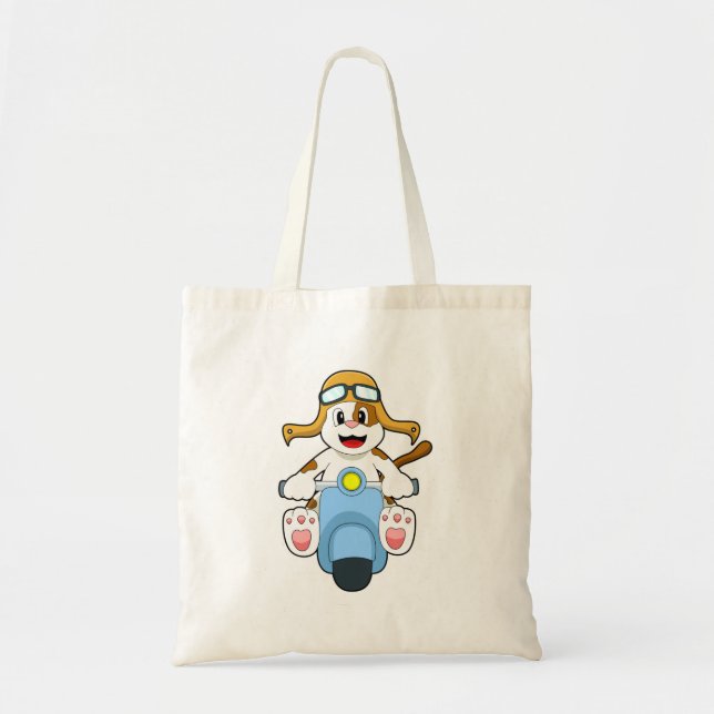 Tote Bag Chien comme Biker avec Scooter.PNG (Devant)