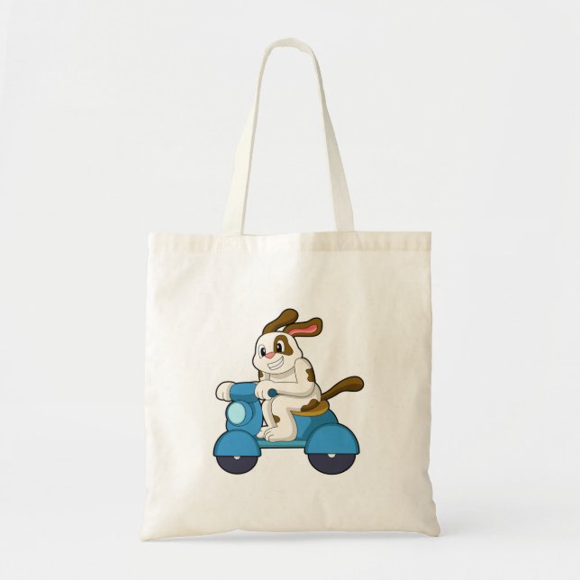 Tote Bag Chien comme Biker avec Scooter.PNG (Devant)