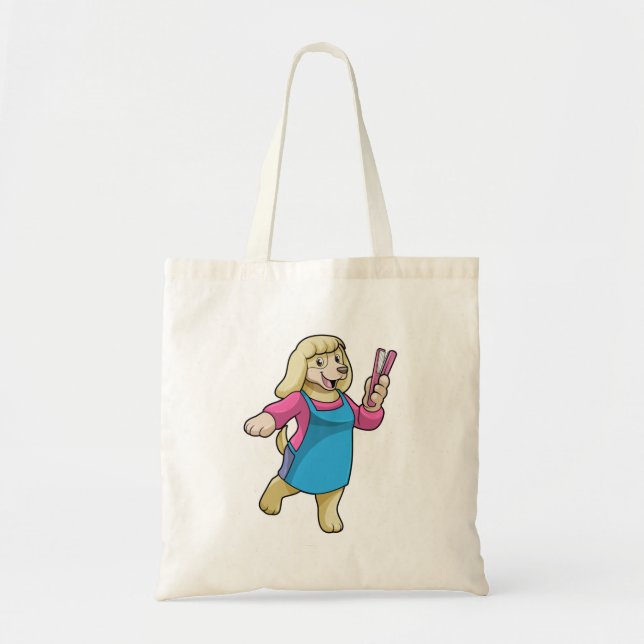Tote Bag Chien comme coiffeur avec peigne (Devant)