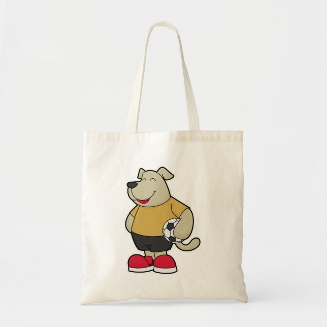 Tote Bag Chien comme joueur de football avec balle de footb (Devant)
