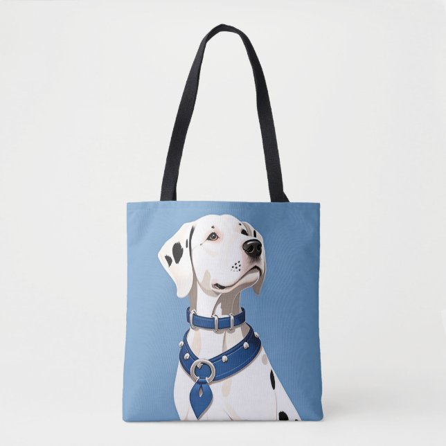 Tote Bag Chien Dalmatien Avec Collier Bleu (Devant)