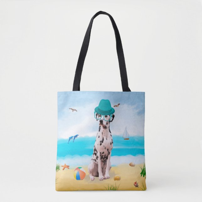 Tote Bag Chien Dalmation sur la plage (Devant)
