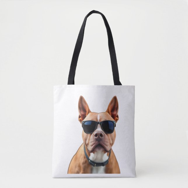 Tote Bag Chien dans lunettes de soleil Tout-sur-impression  (Devant)