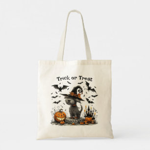 Tote Bag Chien dans une sorcière Casquette Halloween Trick