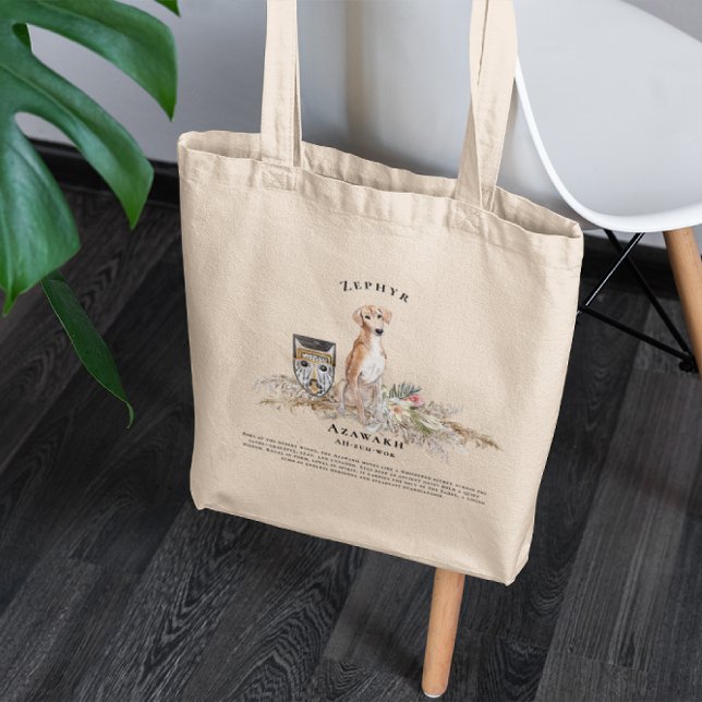 Tote Bag Chien d'aquarelle de l'Azawakh | Monogramme (Créateur téléchargé)