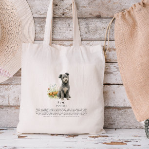 Tote Bag Chien d'aquarelle Pumi   Devis de race