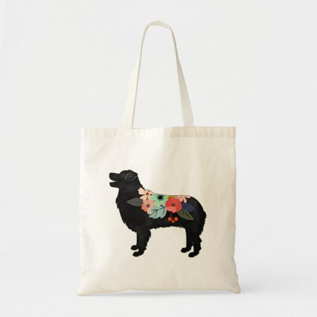 Tote Bag Chien de Berger Aussie race Selle Florale Bohémien (Devant)