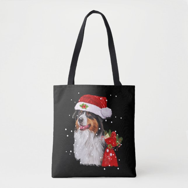 Tote Bag Chien de Berger Australien Noël (Devant)