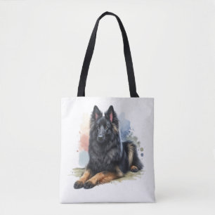 Tote Bag Chien de berger belge en aquarelle
