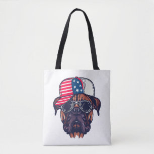 Tote Bag Chien de boîte portant blanc rouge bleu