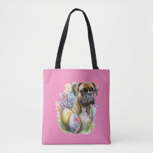 Tote Bag Chien de boxe joyeux Oeuf de Pâques, Bonne Boxe de