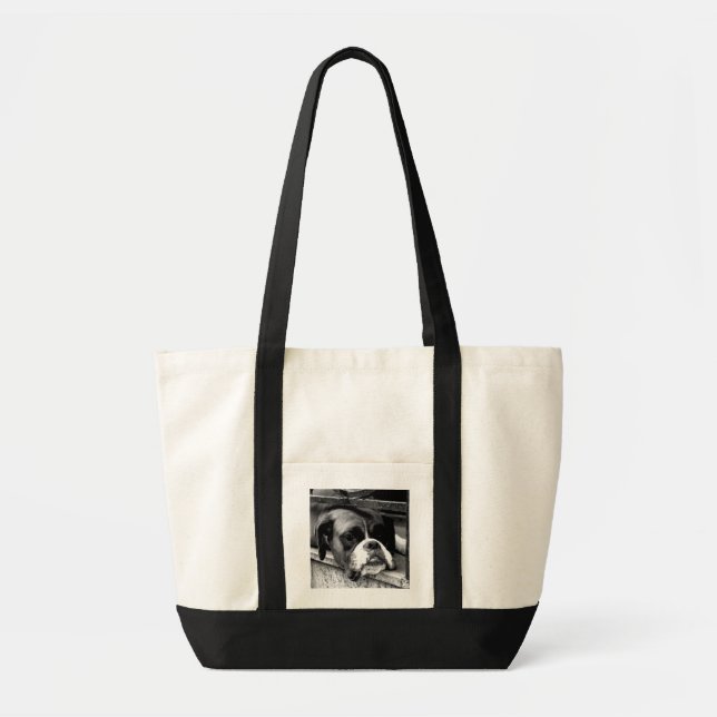 Tote Bag Chien de boxe sur Windows sill itcna (Devant)