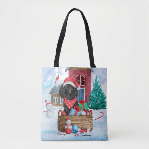 Tote Bag Chien de caniche dans la neige Maison de chien de