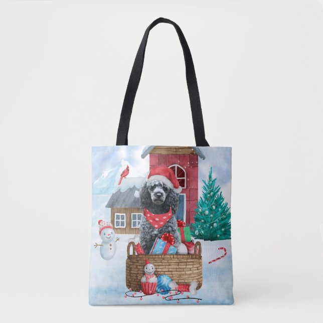 Tote Bag Chien de caniche dans la neige Maison de chien de  (Devant)