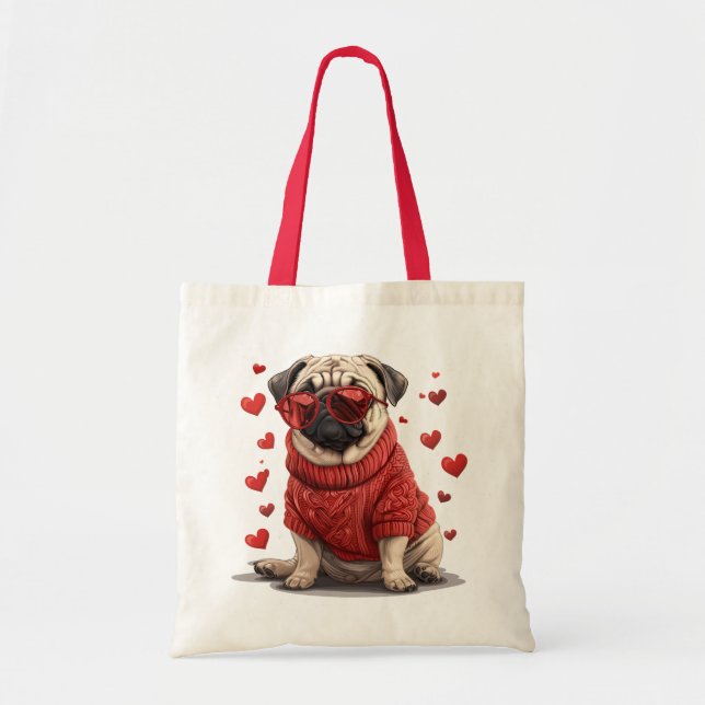 Tote Bag Chien de Carlin de la Saint-Valentin (Devant)