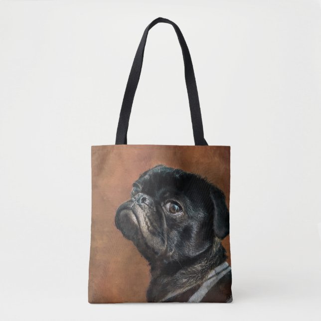 Tote Bag Chien de Carlin noir (Devant)