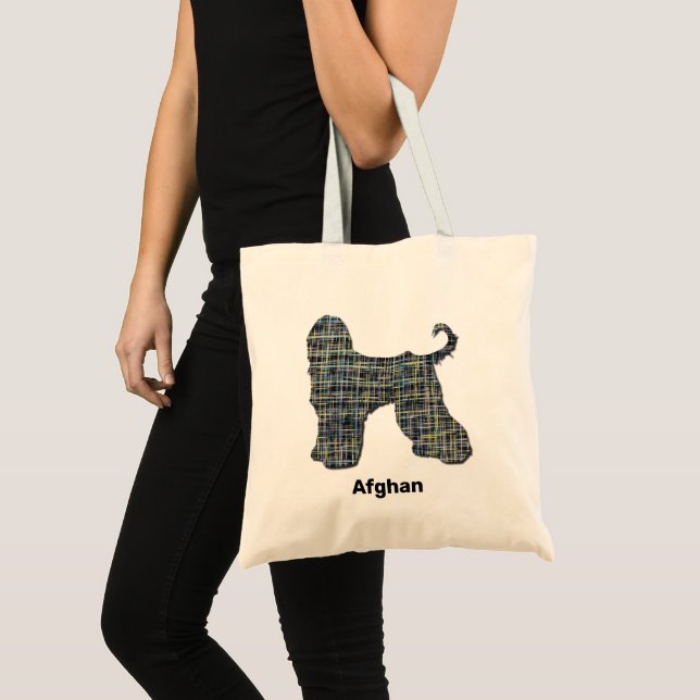 Tote Bag Chien de chien afghan jaune et ligne noire (Devant (produit))