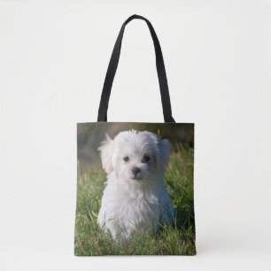 Tote Bag Chien de chiot maltais blanc farci
