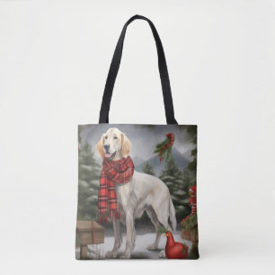 Tote Bag Chien de coin anglais en Noël de neige