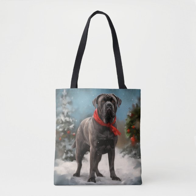 Tote Bag Chien de Corso en canne à neige Noël (Devant)