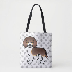 Tote Bag Chien de dessin animé Beagle tricolore au chocolat