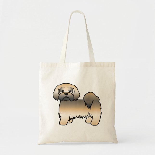 Tote Bag Chien de dessin animé Lhasa Apso jaune Sable Or (Devant)