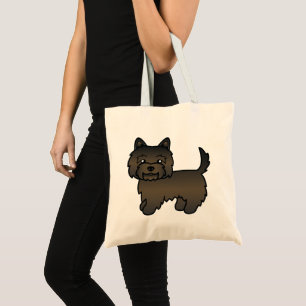 Tote Bag Chien de dessin animé Terrier Cairn Bringé foncé