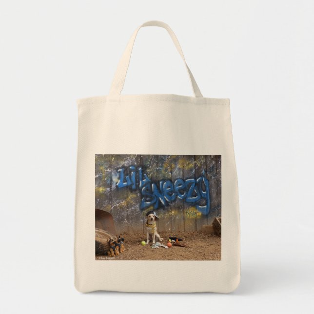 Tote Bag Chien de frappeur - "Lil" Fourre-tout Sneezy (Devant)