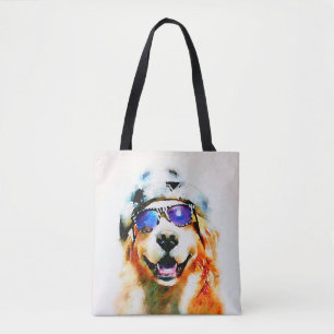 Tote Bag Chien de golden retriever dans le casquette et des