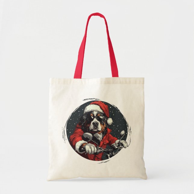 Tote Bag Chien de montagne bernois de Noël (Devant)