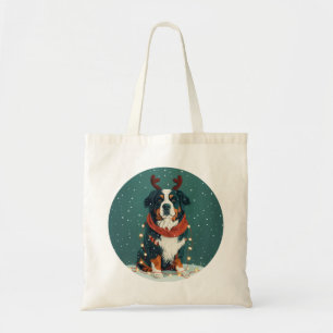 Tote Bag Chien de montagne bernois de rennes de Noël