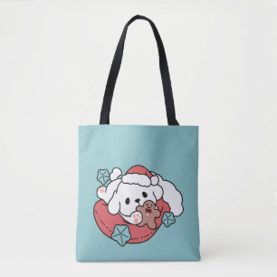 Tote Bag Chien de Noël à Santa Hat - Jour de Noël pour Anim