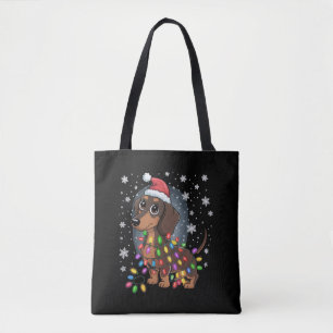 Tote Bag Chien de Noël Dachshund Père Noël Xmas Wiener
