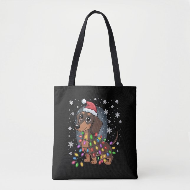 Tote Bag Chien de Noël Dachshund Père Noël Xmas Wiener (Devant)