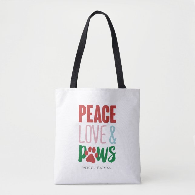 Tote Bag Chien de Noël Puns Chiens de Père Noël Paix Amour  (Devant)