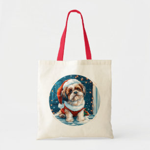 Tote Bag Chien de Noël Shih Tzu Père Noël