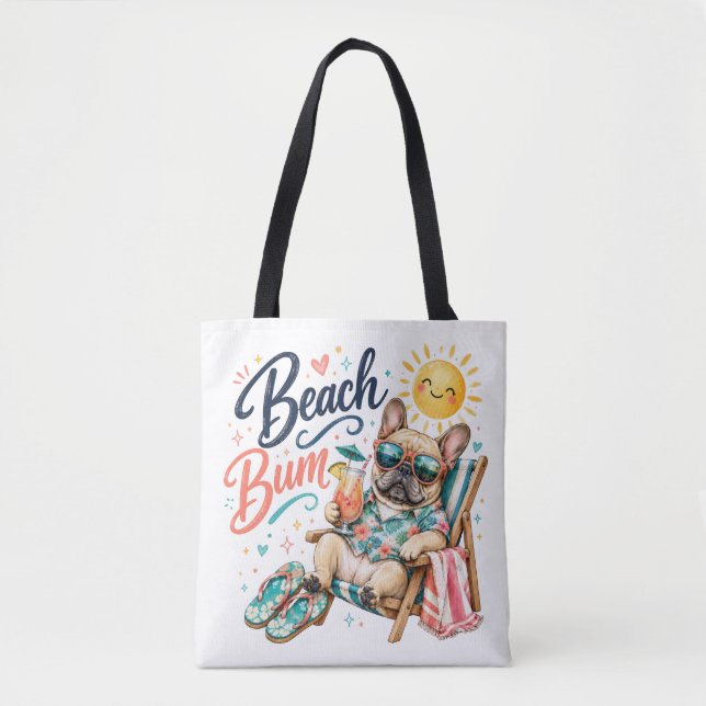 Tote Bag chien de plage fainéant (Devant)