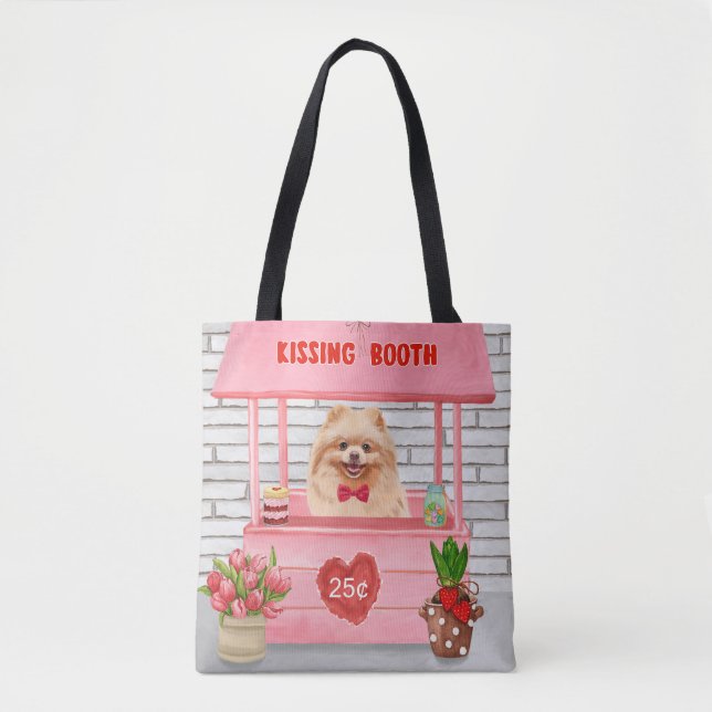 Tote Bag Chien de Poméranie Valentine's Day Kissing Booth (Devant)