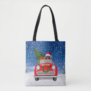 Tote Bag Chien De Poodle Voiture De Conduite En Neige Noël