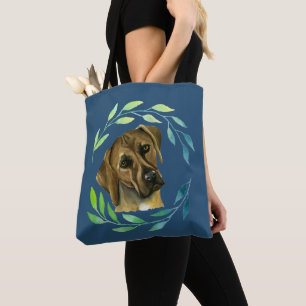 Tote Bag Chien de Rhodesian Ridgeback avec la guirlande